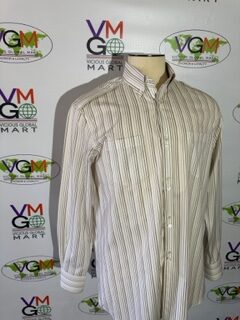 A white long-sleeved shirt with vertical stripes