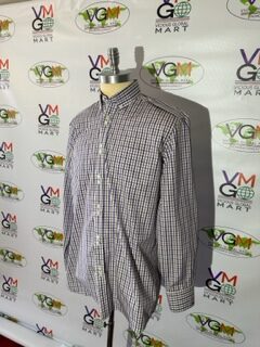 A gray plaid long-sleeved shirt