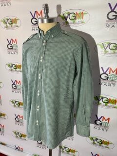 A green plaid long-sleeved shirt